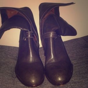 Brown leather boots